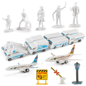 Liberty Imports boarding ladder trucks add realistic setup for airport scenes.