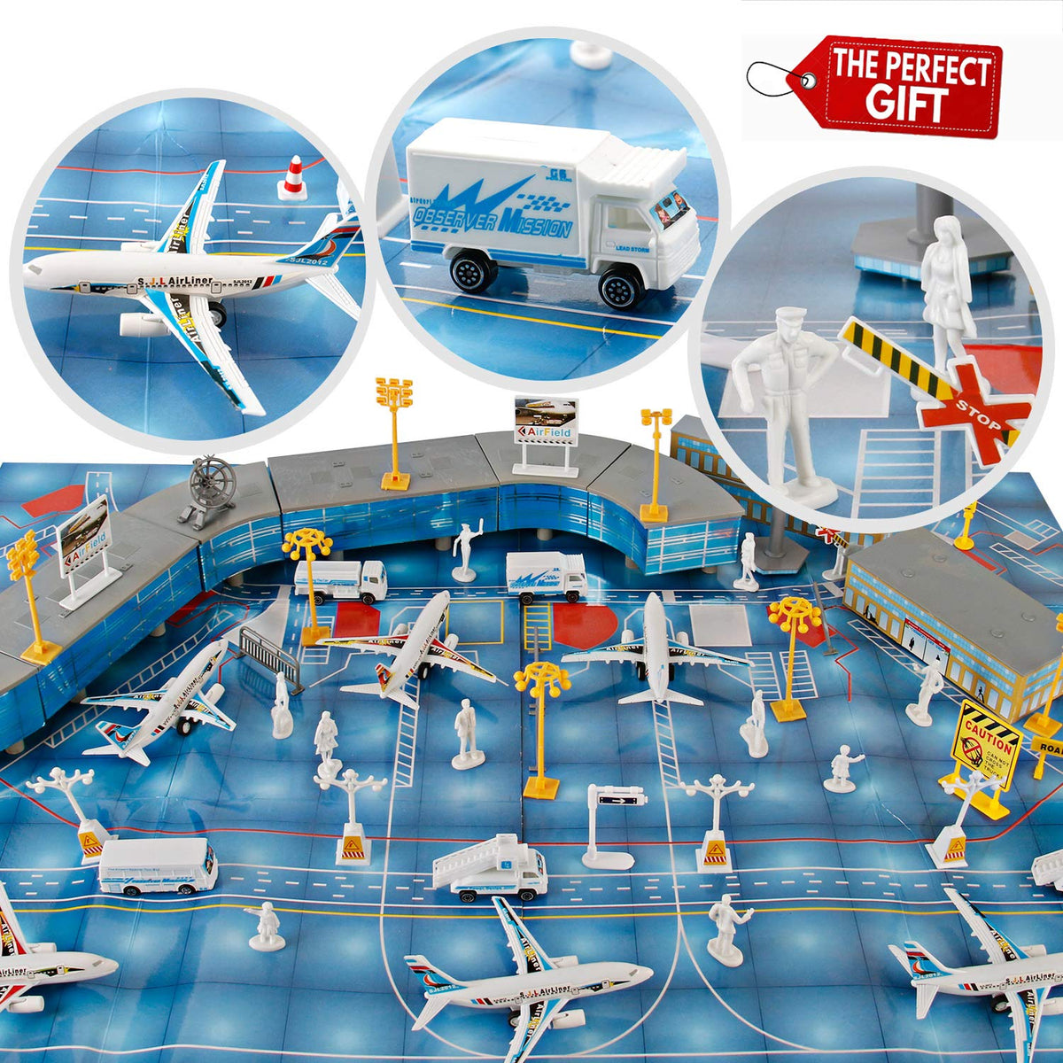 Liberty Imports airport buses invite busy terminal role-play and cooperative play.