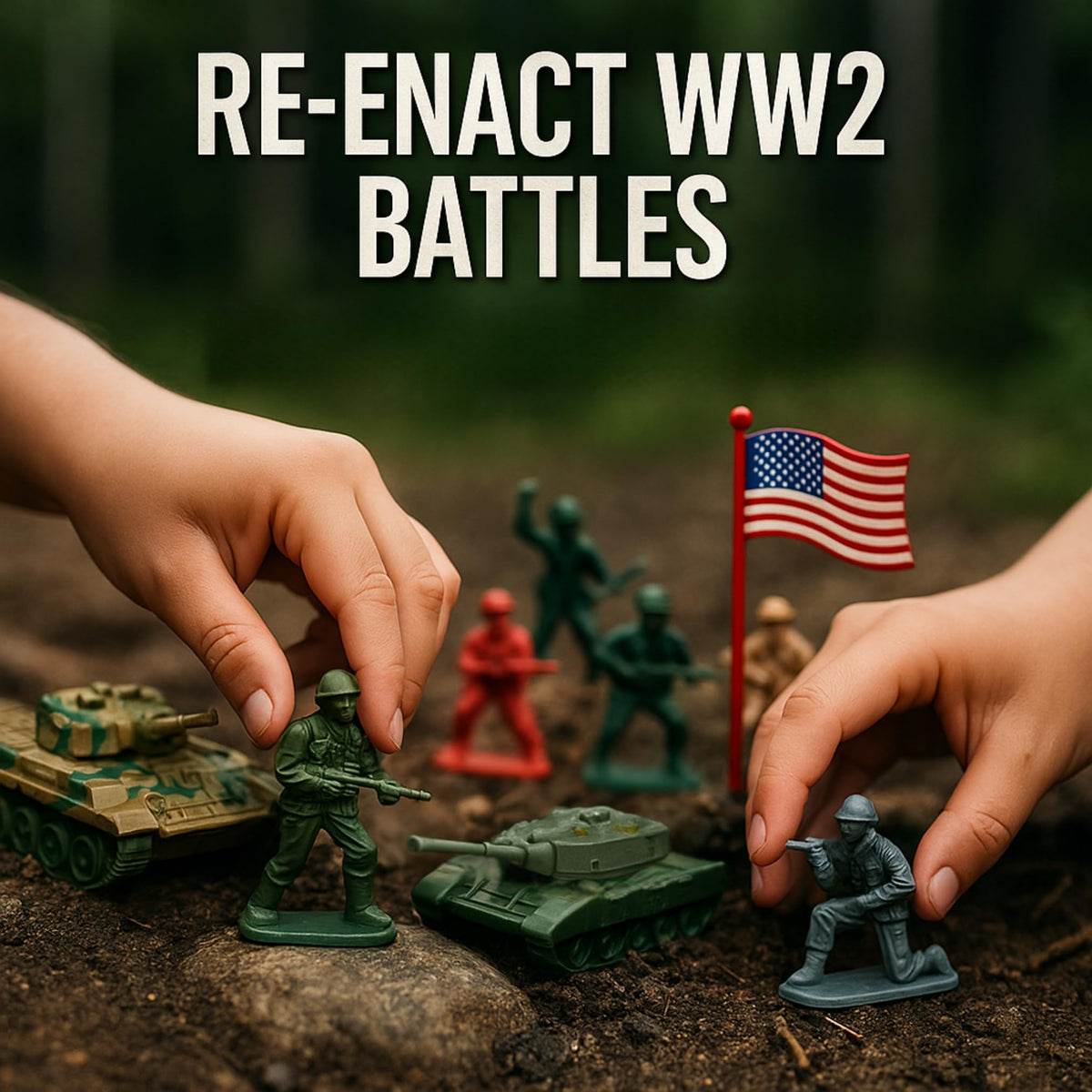 Liberty Imports Army Men bucket storage open illustrates easy cleanup after play.