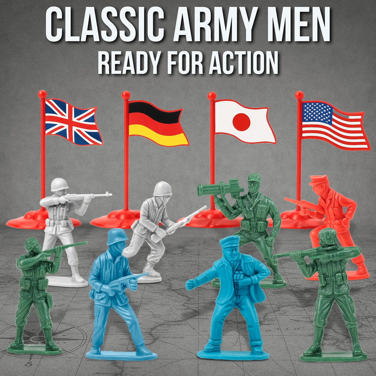 Liberty Imports army men bucket tanks for action-packed play scenarios.