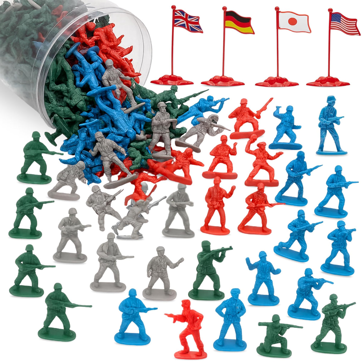 Liberty Imports army men bucket troops for imaginative pretend battles.