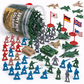 Liberty Imports Army Men playset bucket closeup, showcasing ready-to-play figures and easy storage.