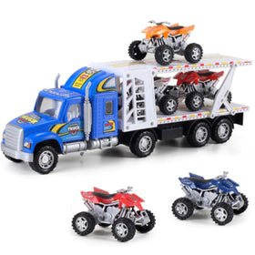 Liberty Imports Auto Hauler Big Rig front view showcasing sturdy 8-wheel chassis for rugged play