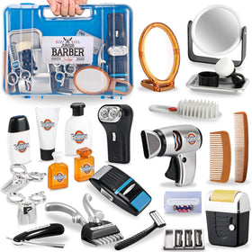 Liberty Imports barber kit in a portable carry case for on-the-go pretend grooming.