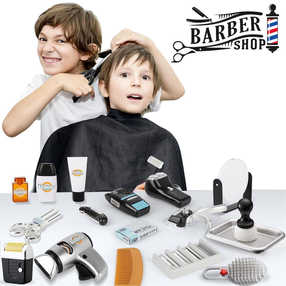 Liberty Imports friction-powered hair dryer adds exciting airflow during imaginative styling.
