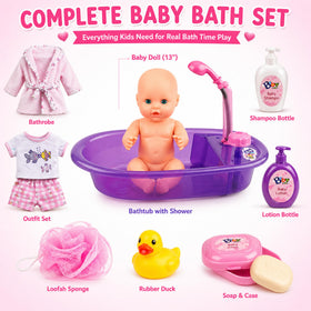 Liberty Imports bath accessories set includes loofah and pretend care items