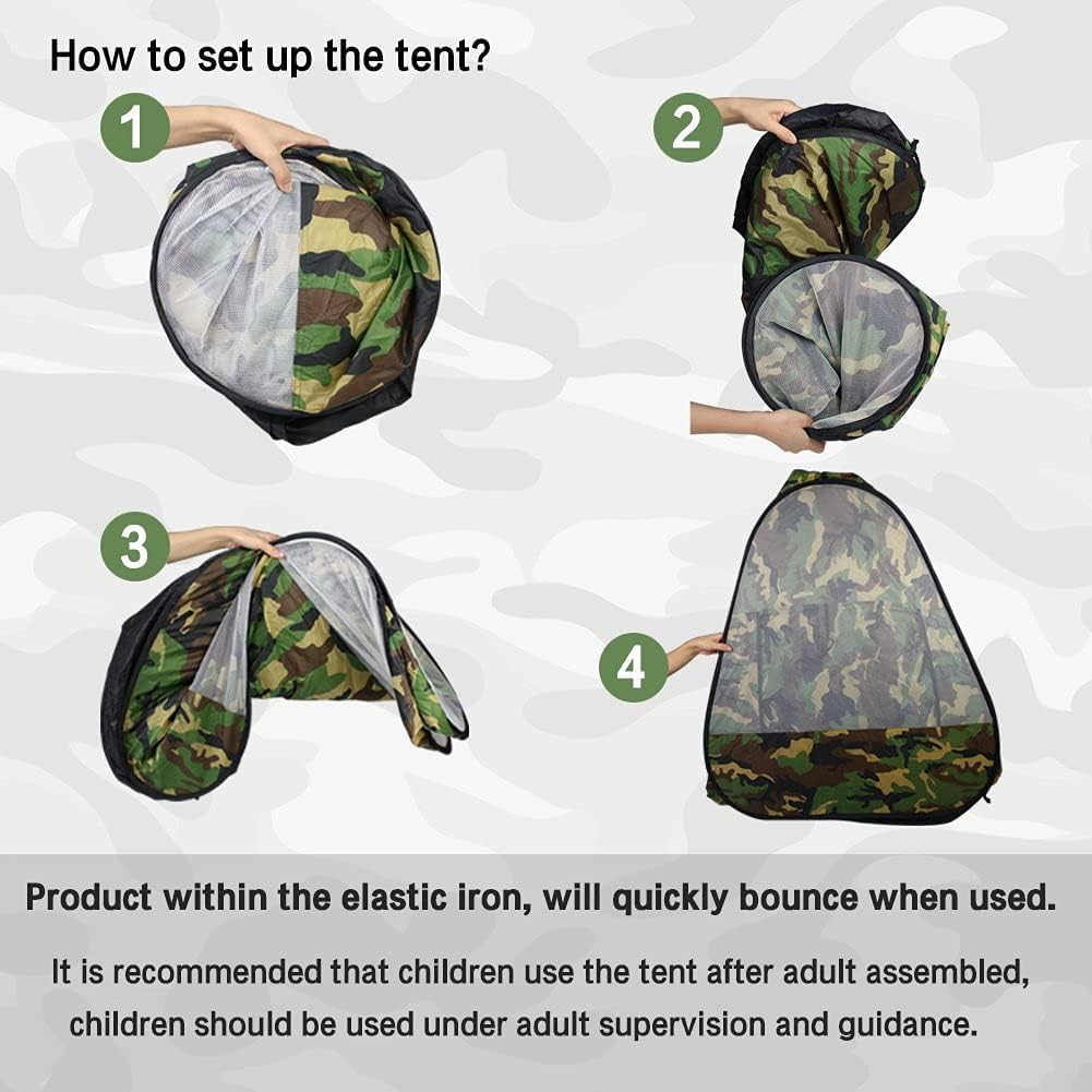 Liberty Imports camouflage pop-up tent, folded bag for compact storage after adventures.