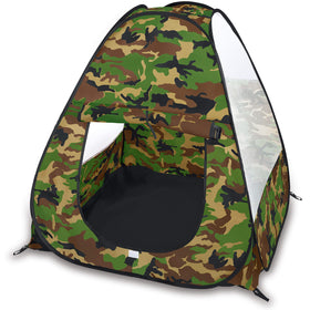 Liberty Imports camouflage pop-up tent, front view, quick outdoor setup for outdoor playtime.