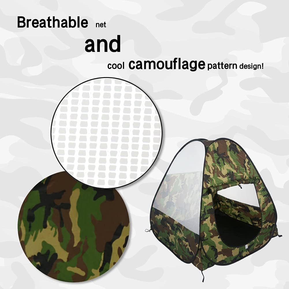 Liberty Imports camouflage pop-up tent, open entry for easy access and imaginative play.