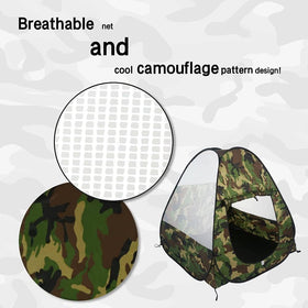 Liberty Imports camouflage pop-up tent, open entry for easy access and imaginative play.