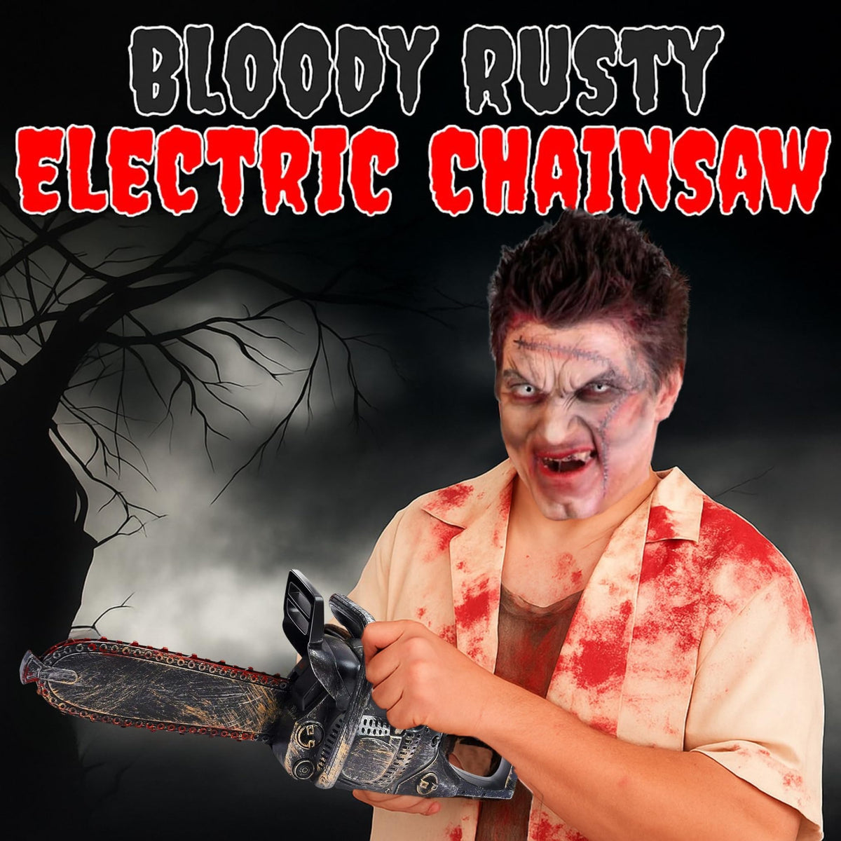 Liberty Imports chainsaw with motion and sound effects for lifelike scare.