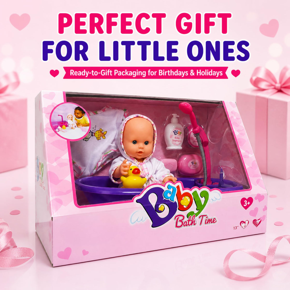 Liberty Imports complete doll bath playset for indoor pretend fun