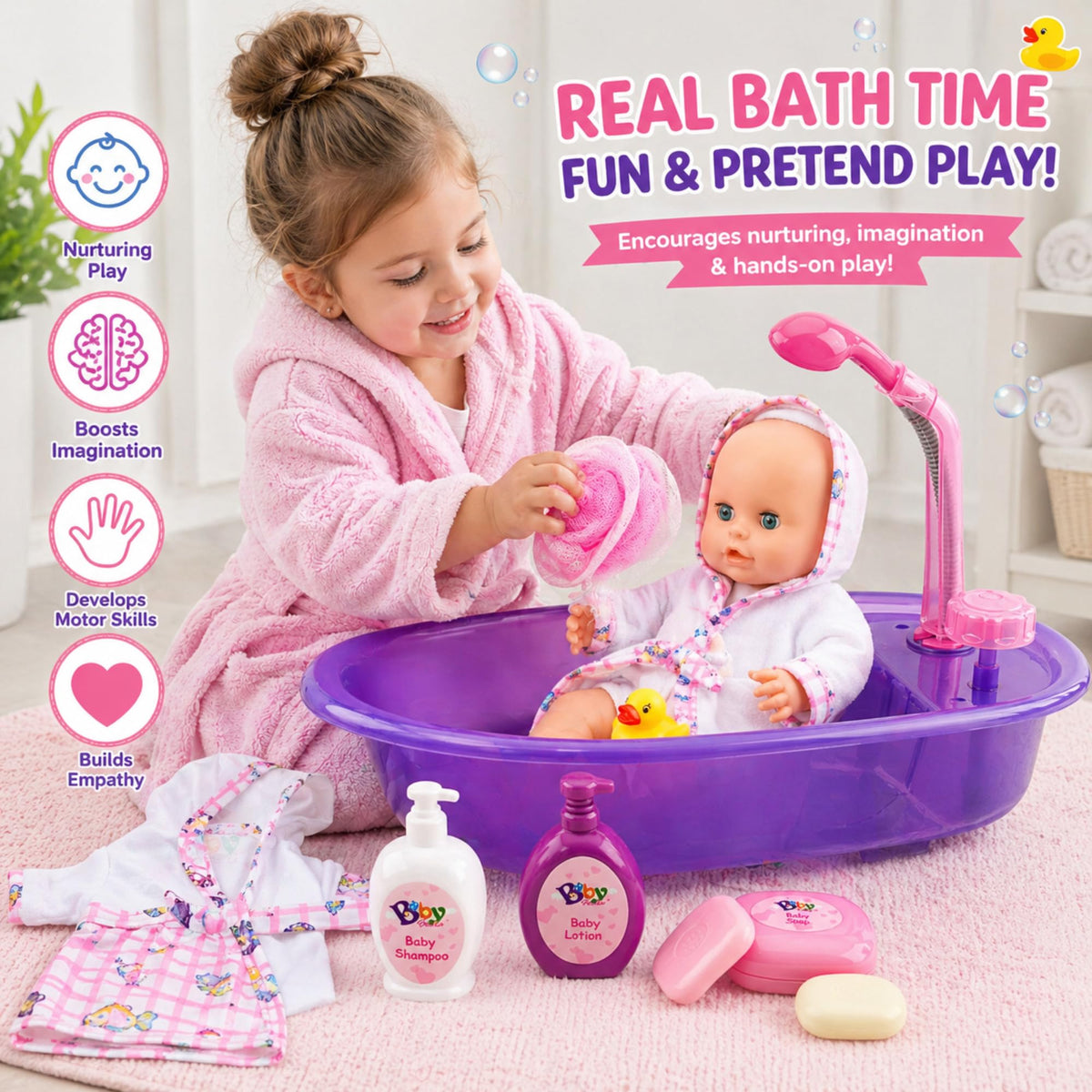 Liberty Imports detachable showerhead bath toy enables realistic water play
