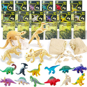 Liberty Imports dinosaur excavation kit 12-pack box reveals hidden fossils for hands-on learning.