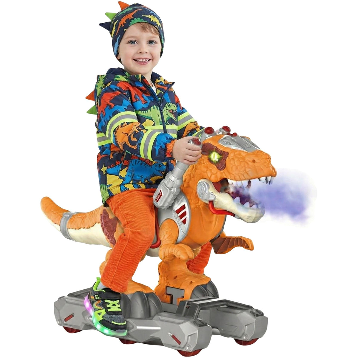 Liberty Imports dinosaur ride-on with LED eyes fuels imaginative play