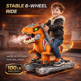 Liberty Imports dino ride-on sound buttons offer educational prompts