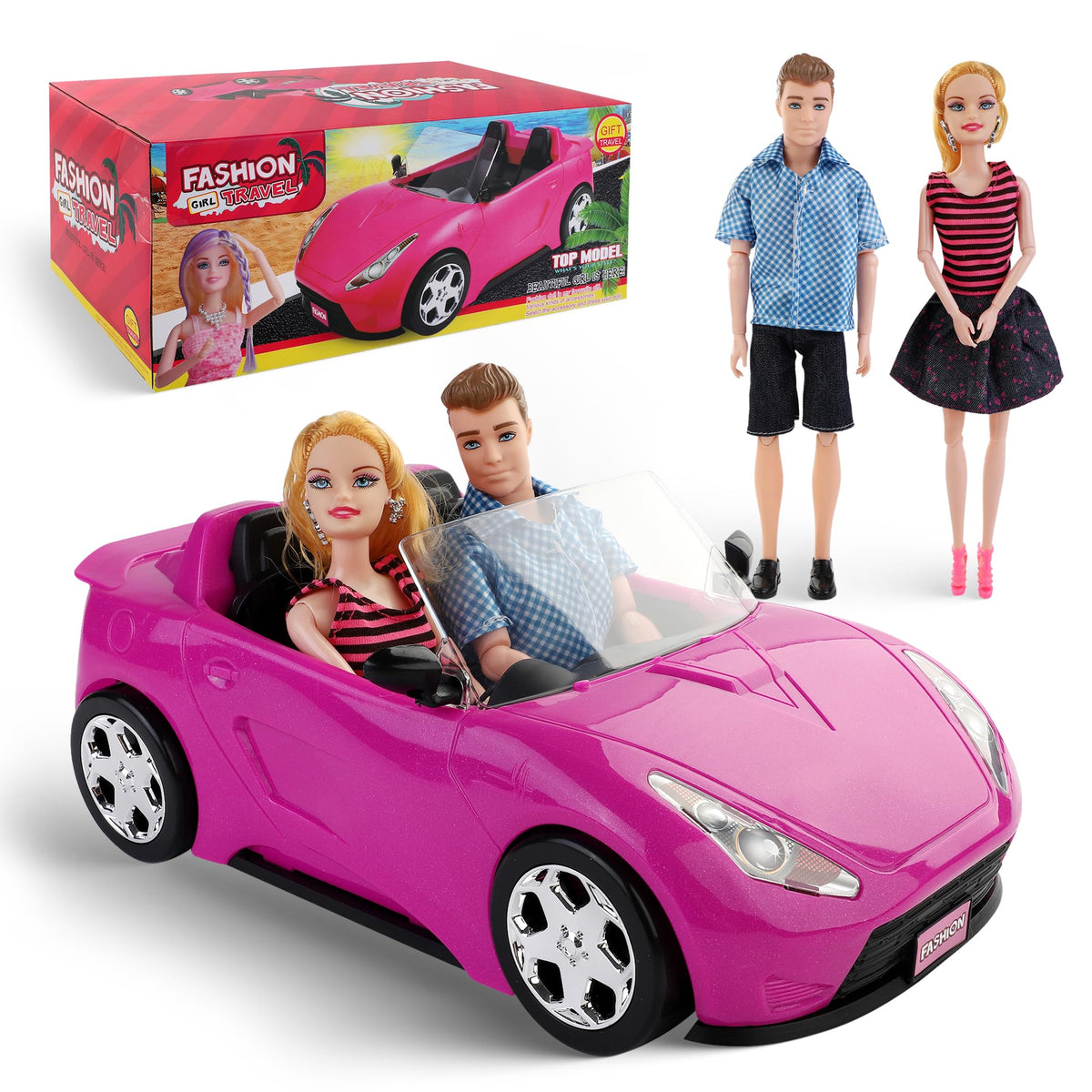 Liberty Imports pink doll car supports imaginative play and dream-house storytelling.