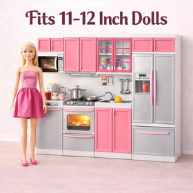 Liberty Imports doll kitchen playset compatible with 11-12 inch dolls for versatile stories.