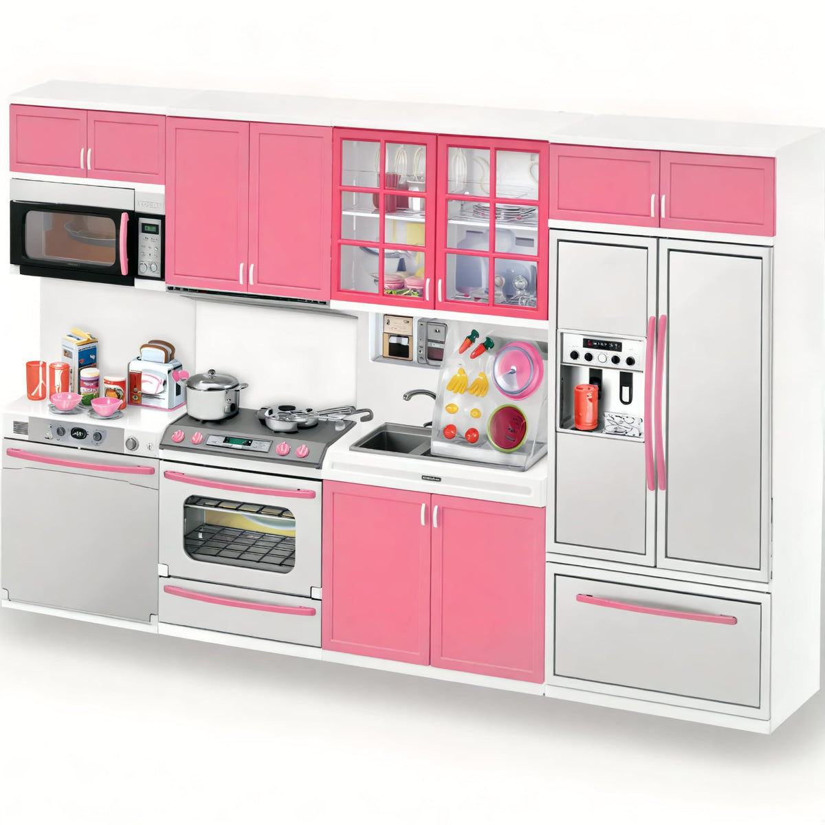 Liberty Imports doll kitchen playset pink stove with lights for realistic play.