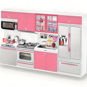 Liberty Imports doll kitchen playset pink stove with lights for realistic play.