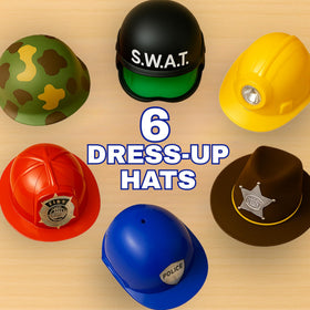 Liberty Imports dress-up hats pack helps social playdates and storytelling moments.