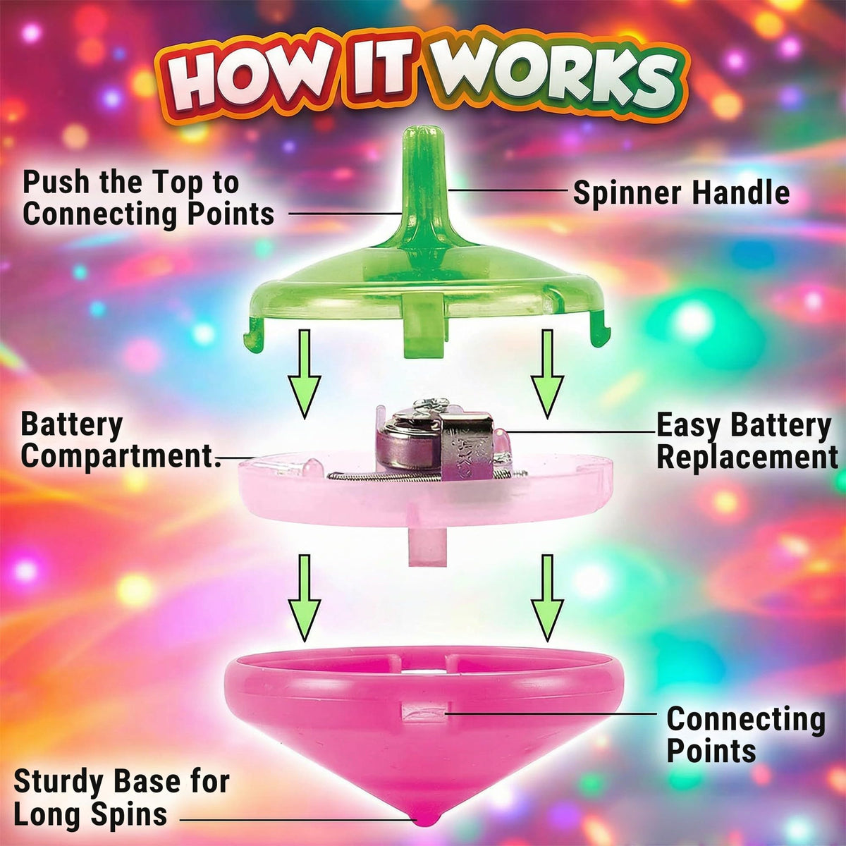 Liberty Imports easy-twist top for quick, frustration-free play.