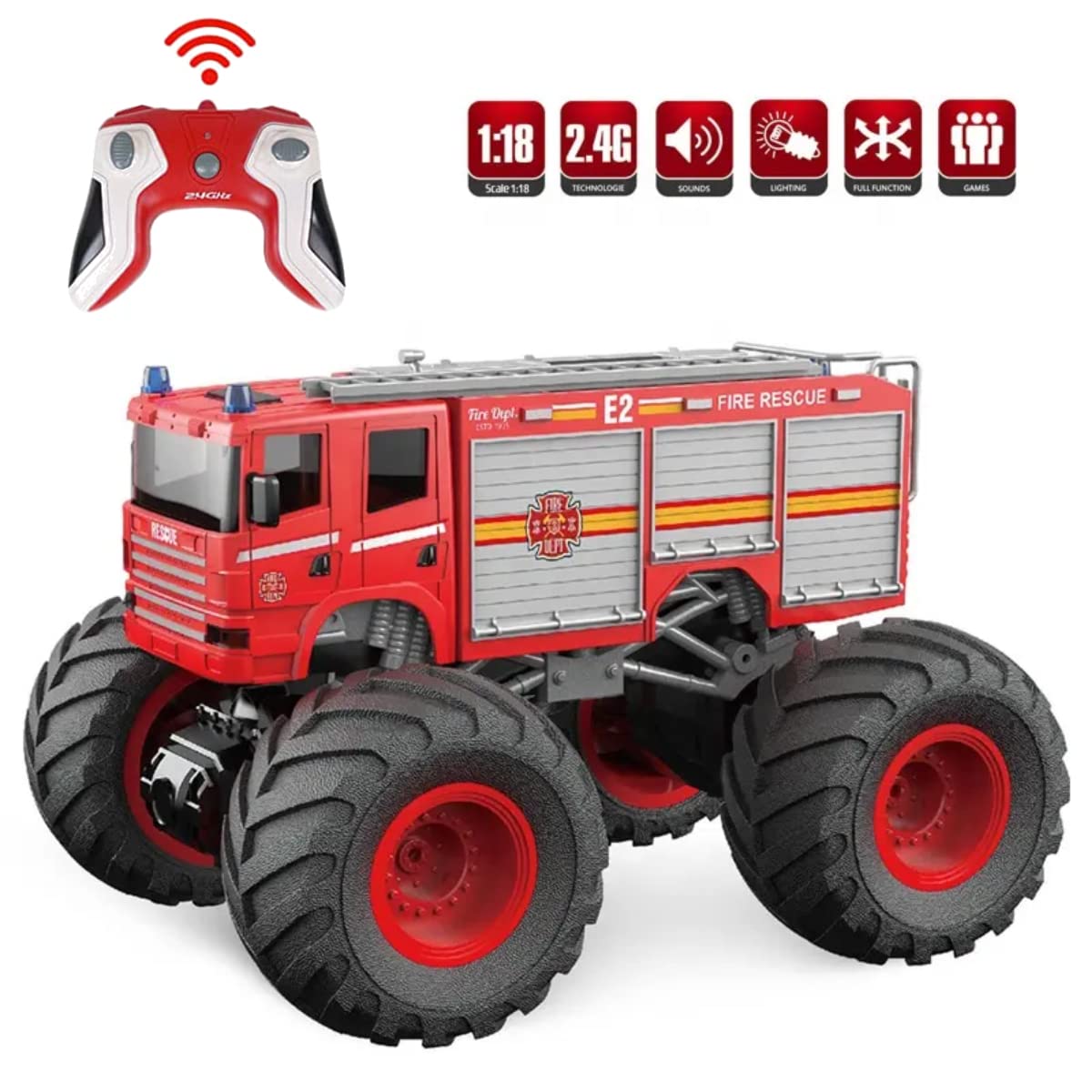 Liberty Imports fire-truck LED headlights and horn provide realistic driving cues.