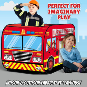 Liberty Imports Fire Truck Tent cleans easily for busy families during outdoor adventures