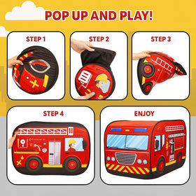 Liberty Imports Fire Truck Tent with collapsible frame keeps play safe and sturdy