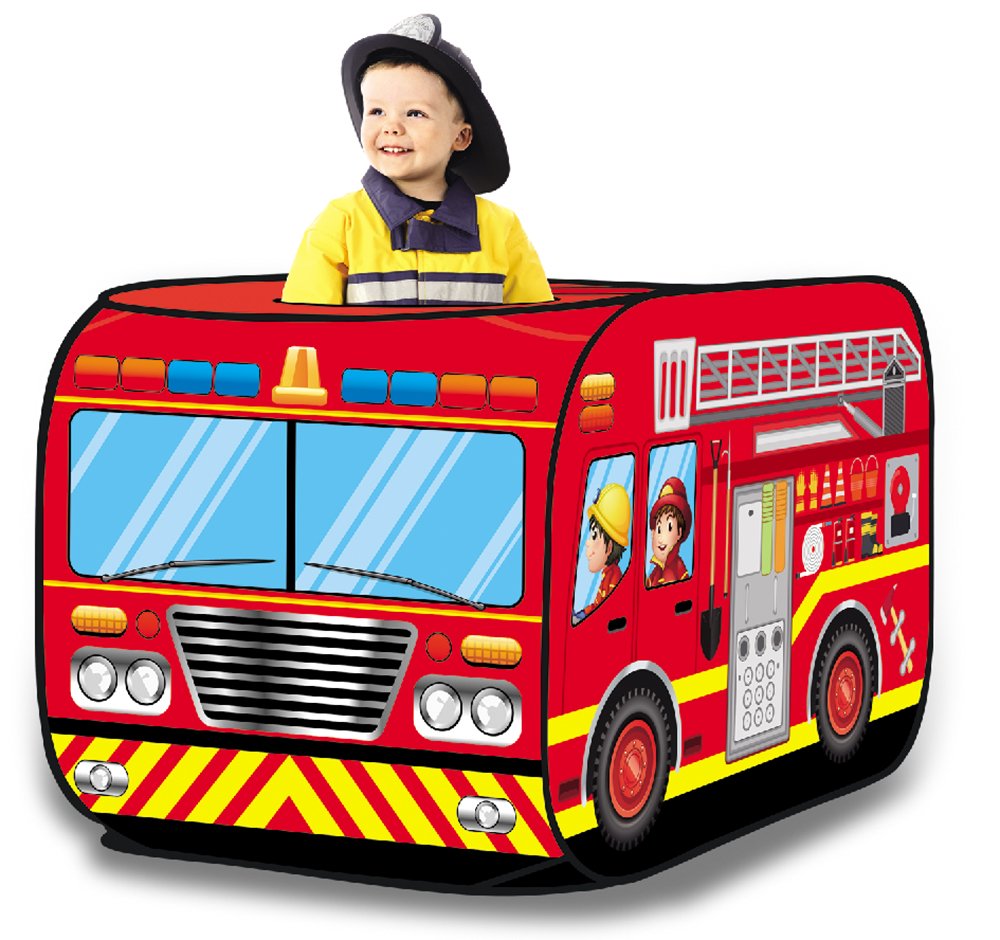 Liberty Imports Fire Truck Play Tent main setup for indoor and outdoor imaginative play