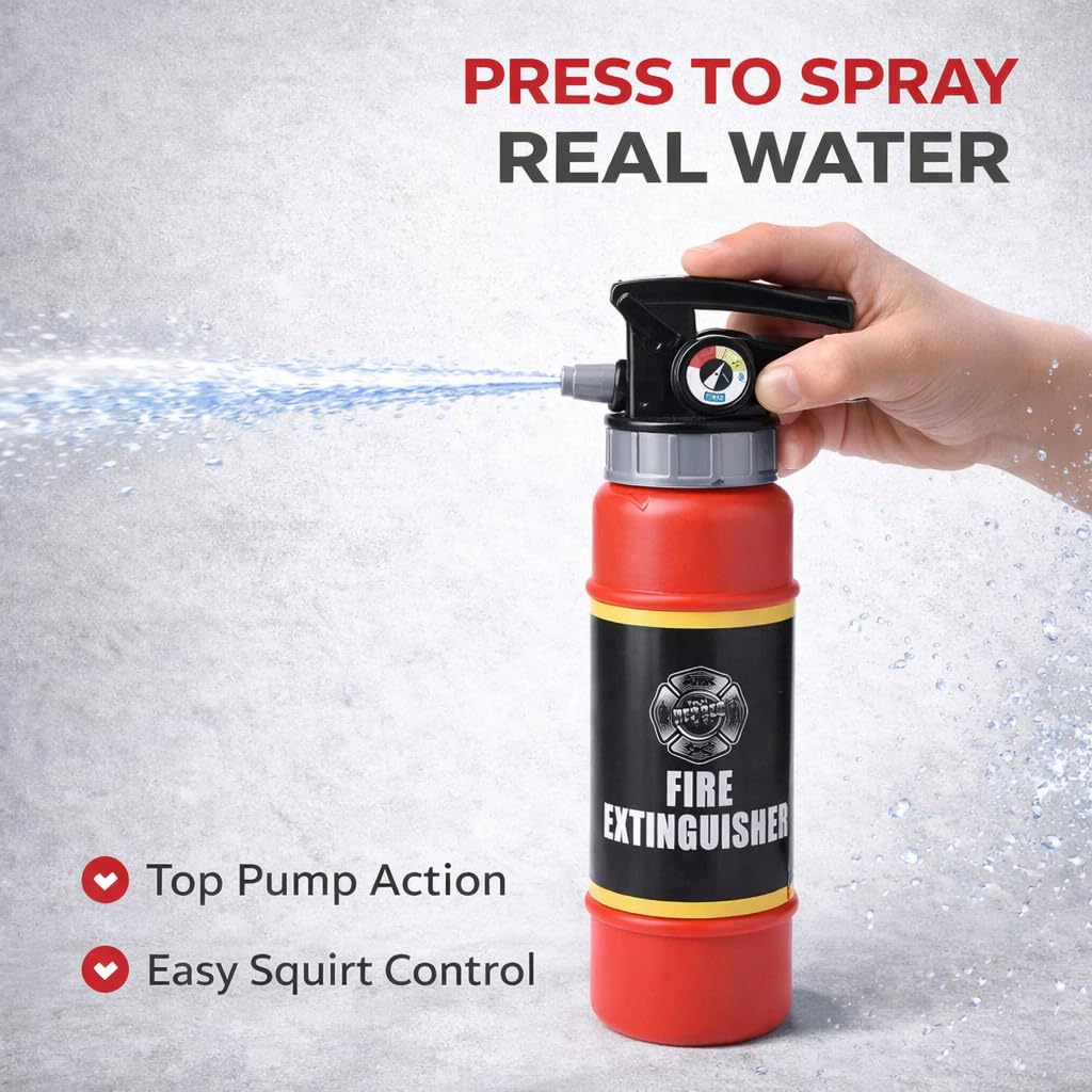 Liberty Imports firefighter extinguisher toy sprays water for realistic rescue moments.
