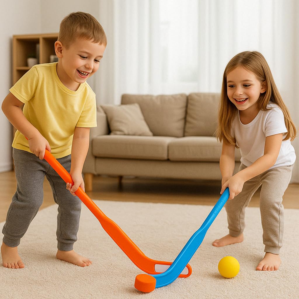 Liberty Imports plastic puck and ball provide safe, soft play for toddlers.