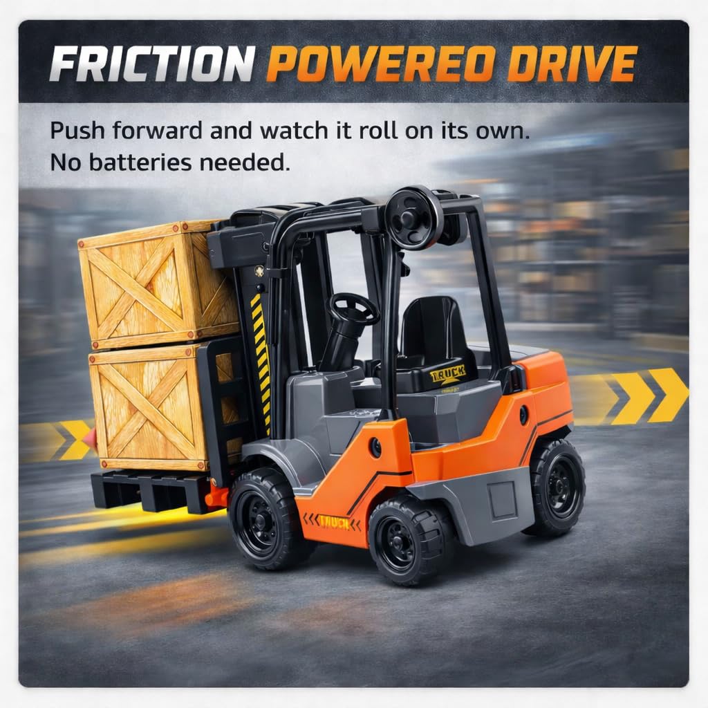 Liberty Imports forklift hoist control lets kids raise and lower crates during pretend loading