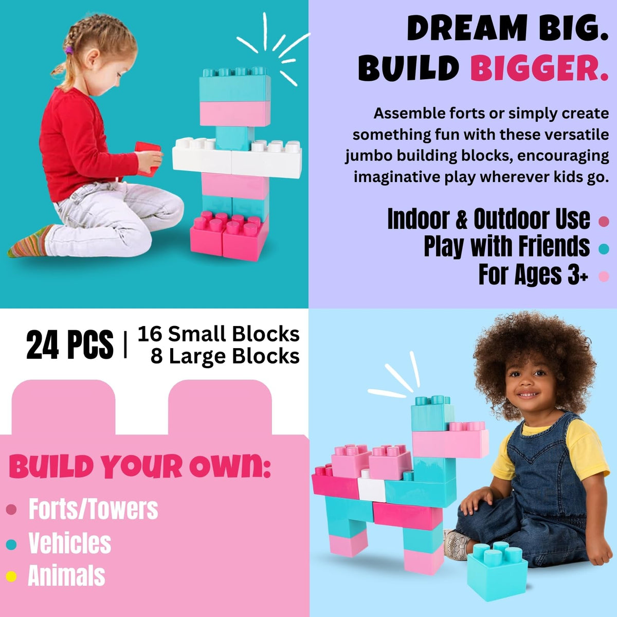 Great for preschool activities and home play with Liberty Imports blocks