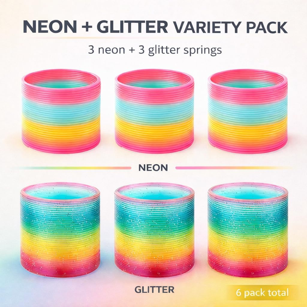 Liberty Imports glitter rainbow springs 4in walking toy with sparkling finish for classroom prizes.