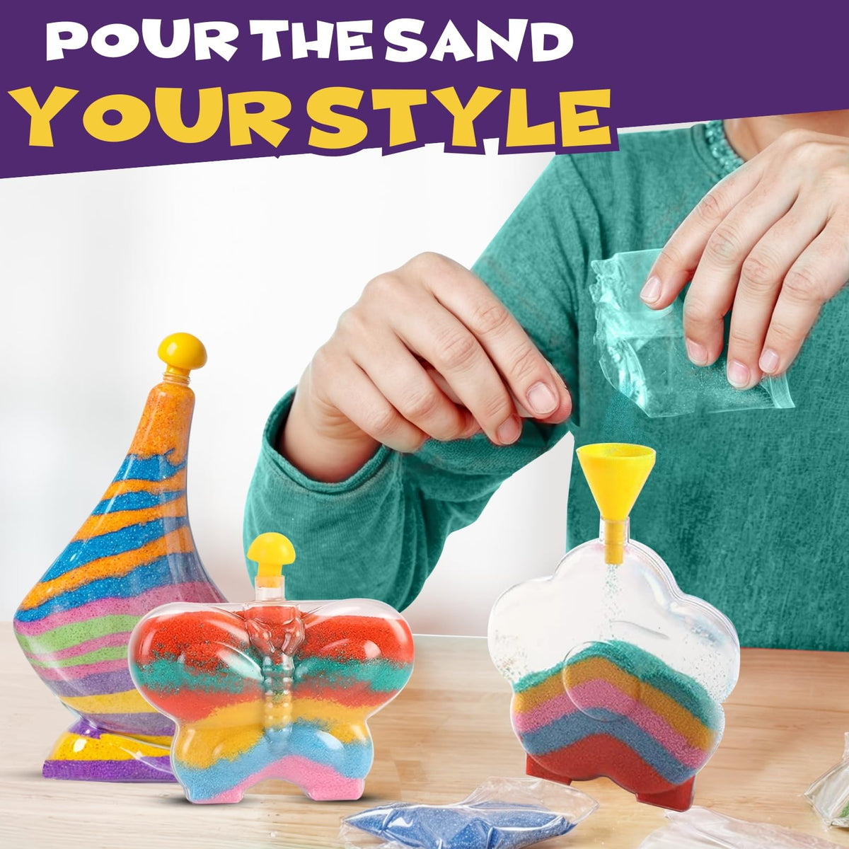 Liberty Imports glow sand color bags deliver vibrant pigments for patterns.