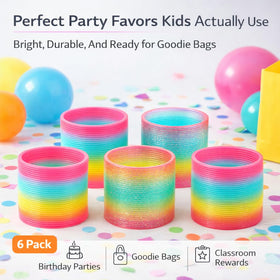 Liberty Imports goody-bag rainbow springs 6pack; colorful carnival prizes that kids grab quickly.