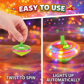 Liberty Imports gyroscope spinning top in action showing dynamic spins and light effects.