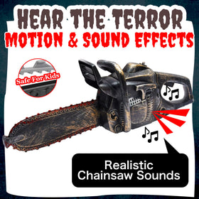 Liberty Imports Halloween prop bloodied chainsaw for haunted setups.