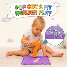Liberty Imports hopscotch playmat kids hopping action on bright number tiles.