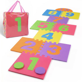 Liberty Imports hopscotch playmat tiles assembled for classroom-ready interlocking floor activity.