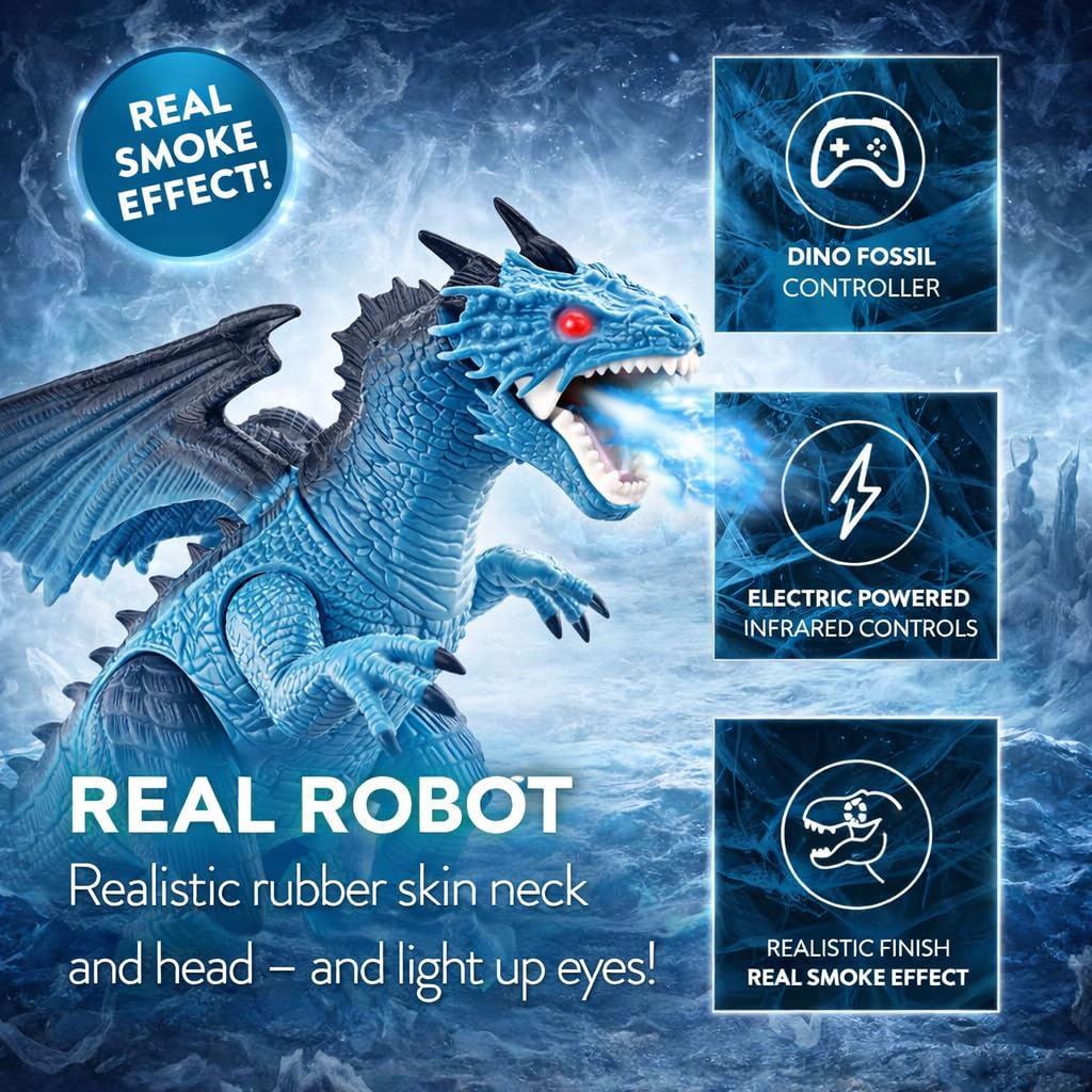 Liberty Imports Ice Dragon roaring sounds enhance imaginative dinosaur adventures