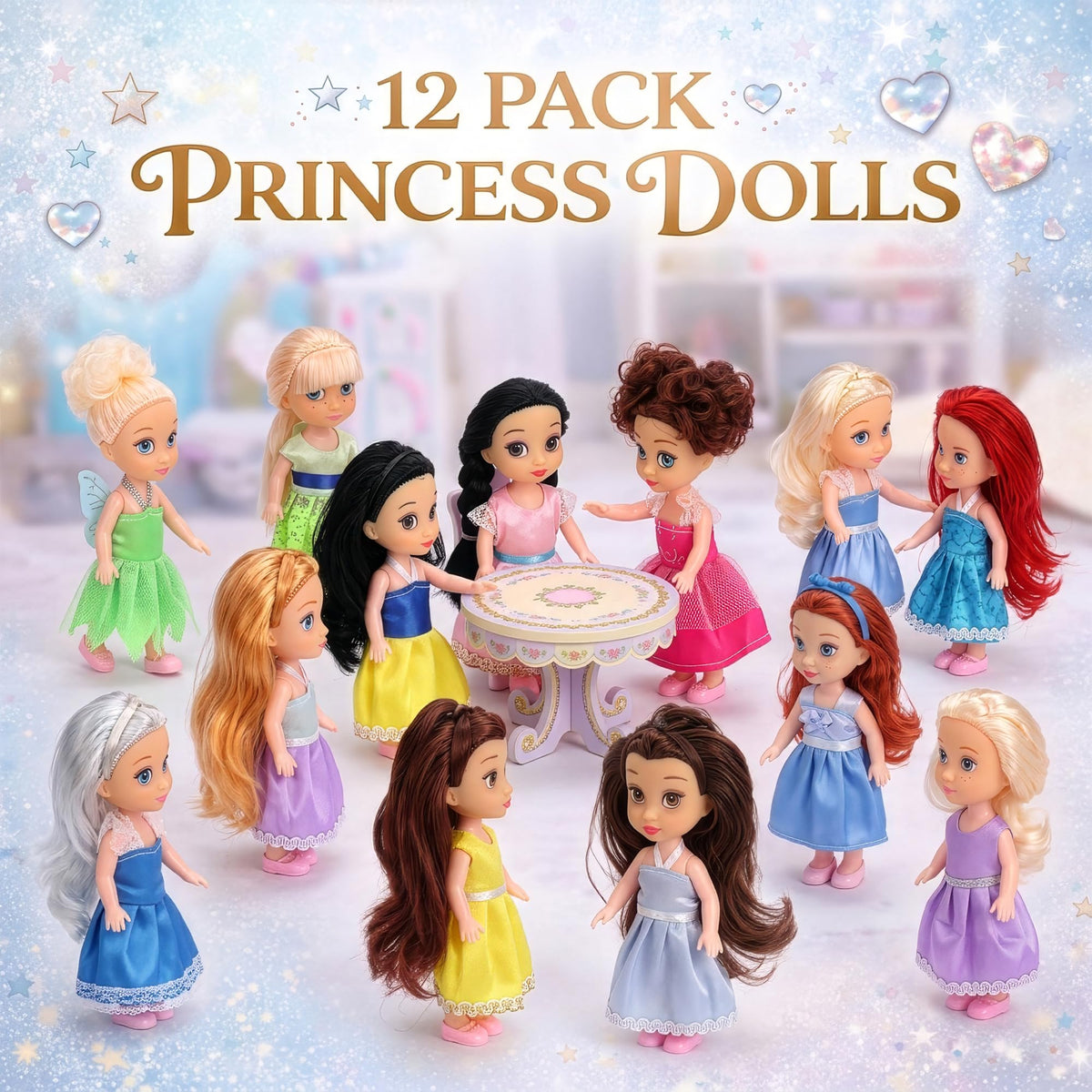 Liberty Imports individually packaged princess dolls, gift-ready for party favors or stocking stuffers.