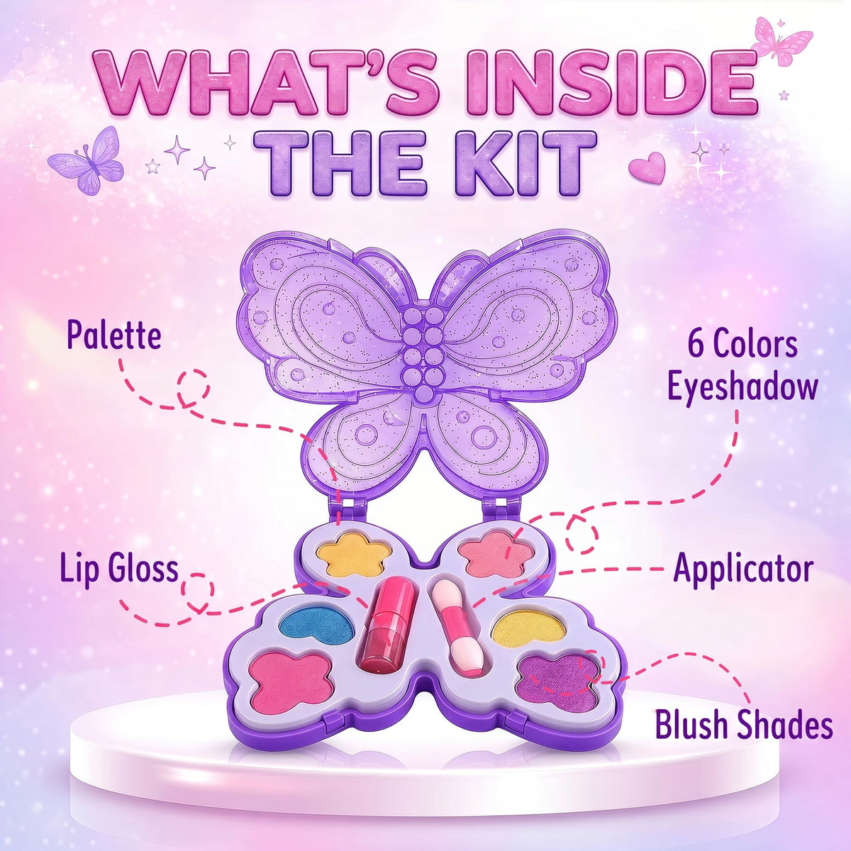 Liberty Imports kids makeup kit blush and lip gloss for gentle practice