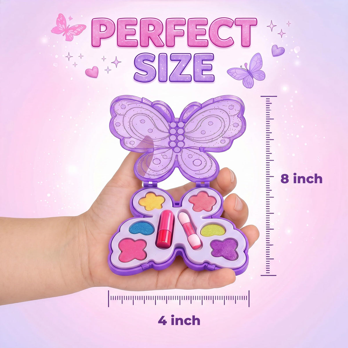 Liberty Imports kids makeup kit butterfly palette with bright accents for fun looks