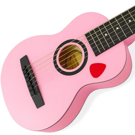 Liberty Imports kids toy guitar with 6 strings in pink for beginner practice.