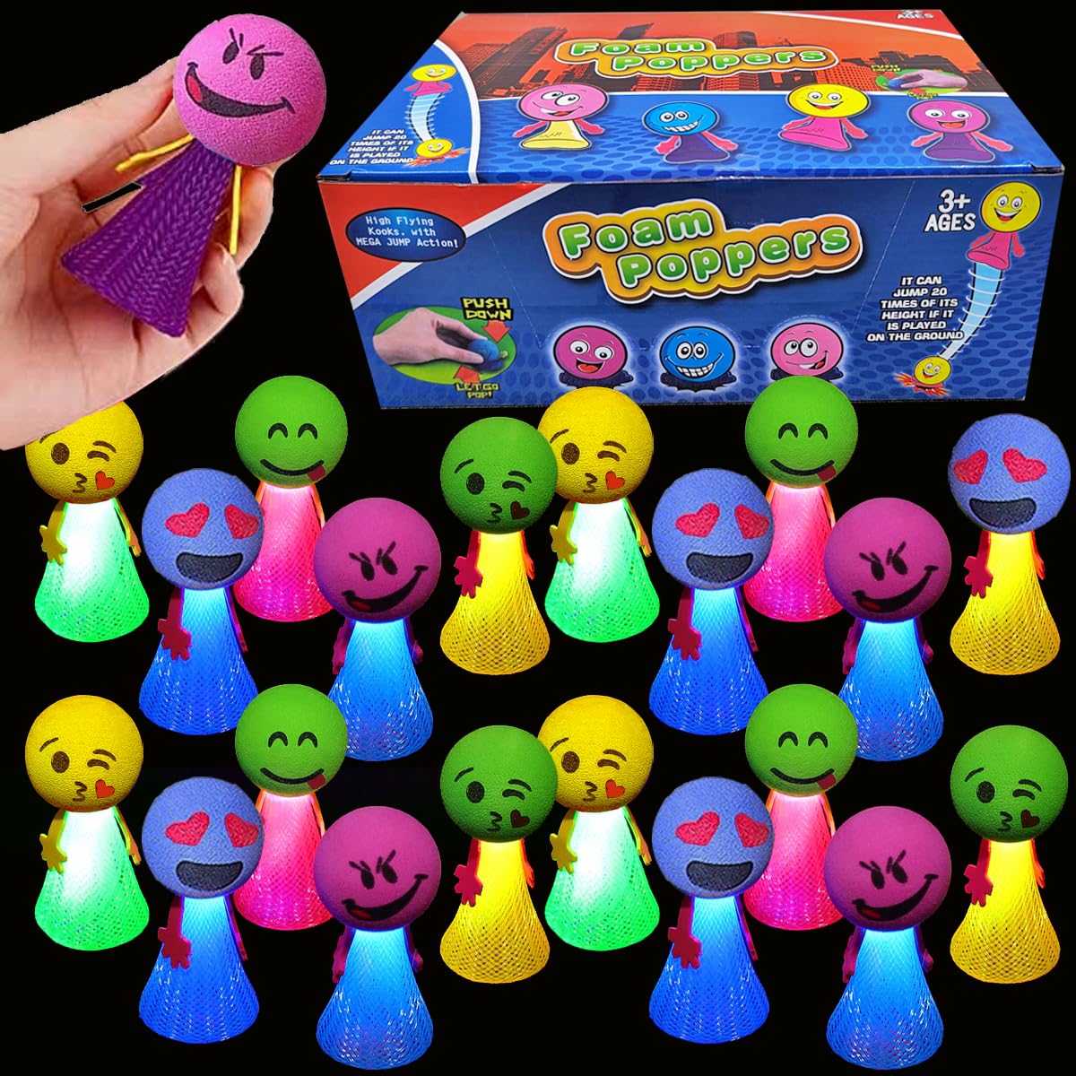 Liberty Imports LED emoticon popper in hand for portable party fun