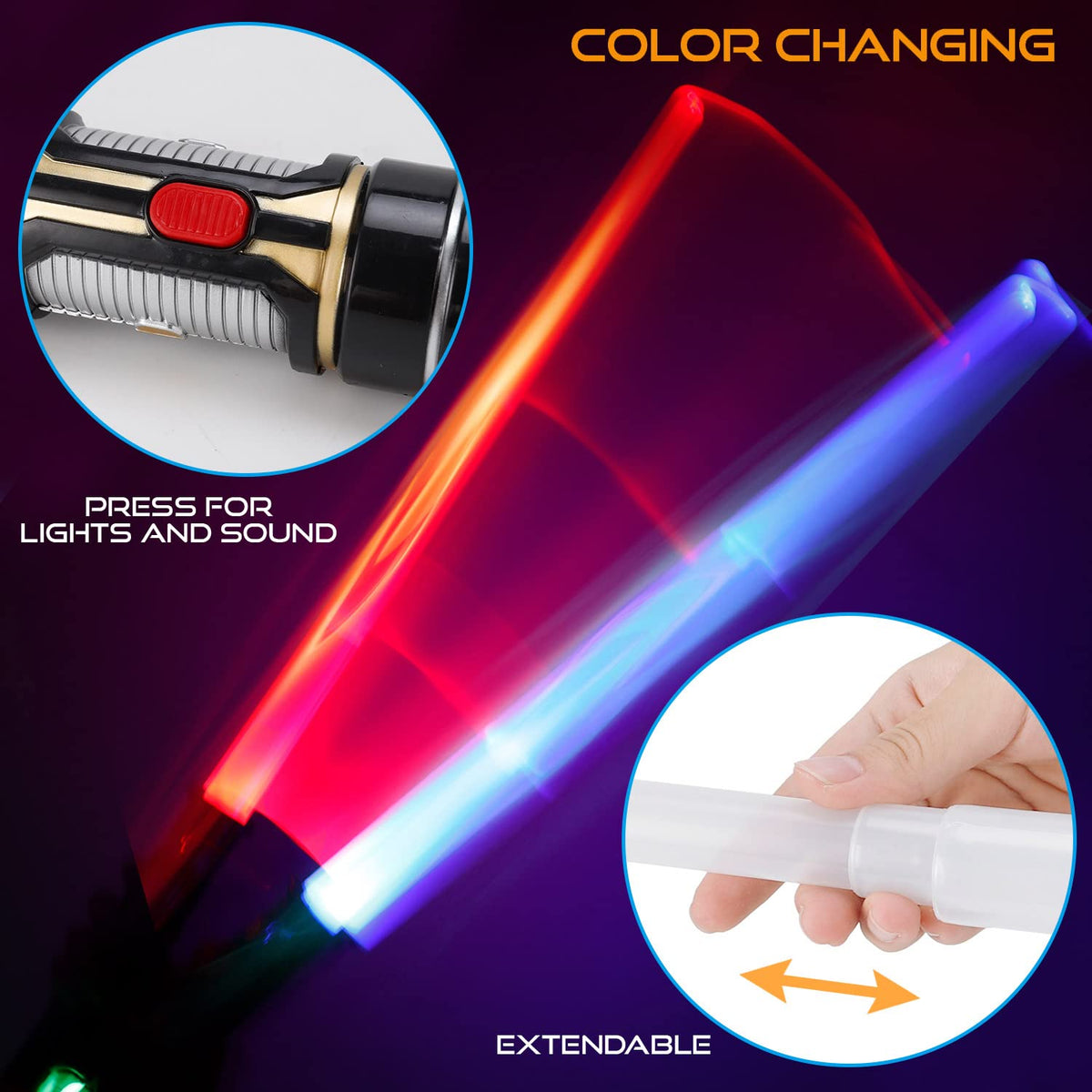Liberty Imports sabers extending from 18 to 33 inches for versatile play