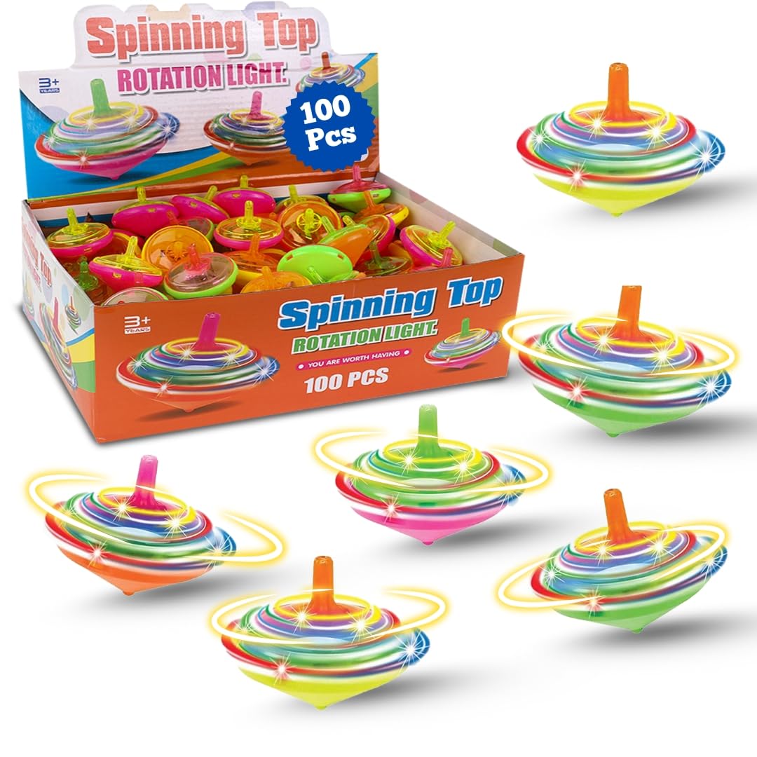 Liberty Imports LED spinning top bulk pack glowing with colorful motion for parties.