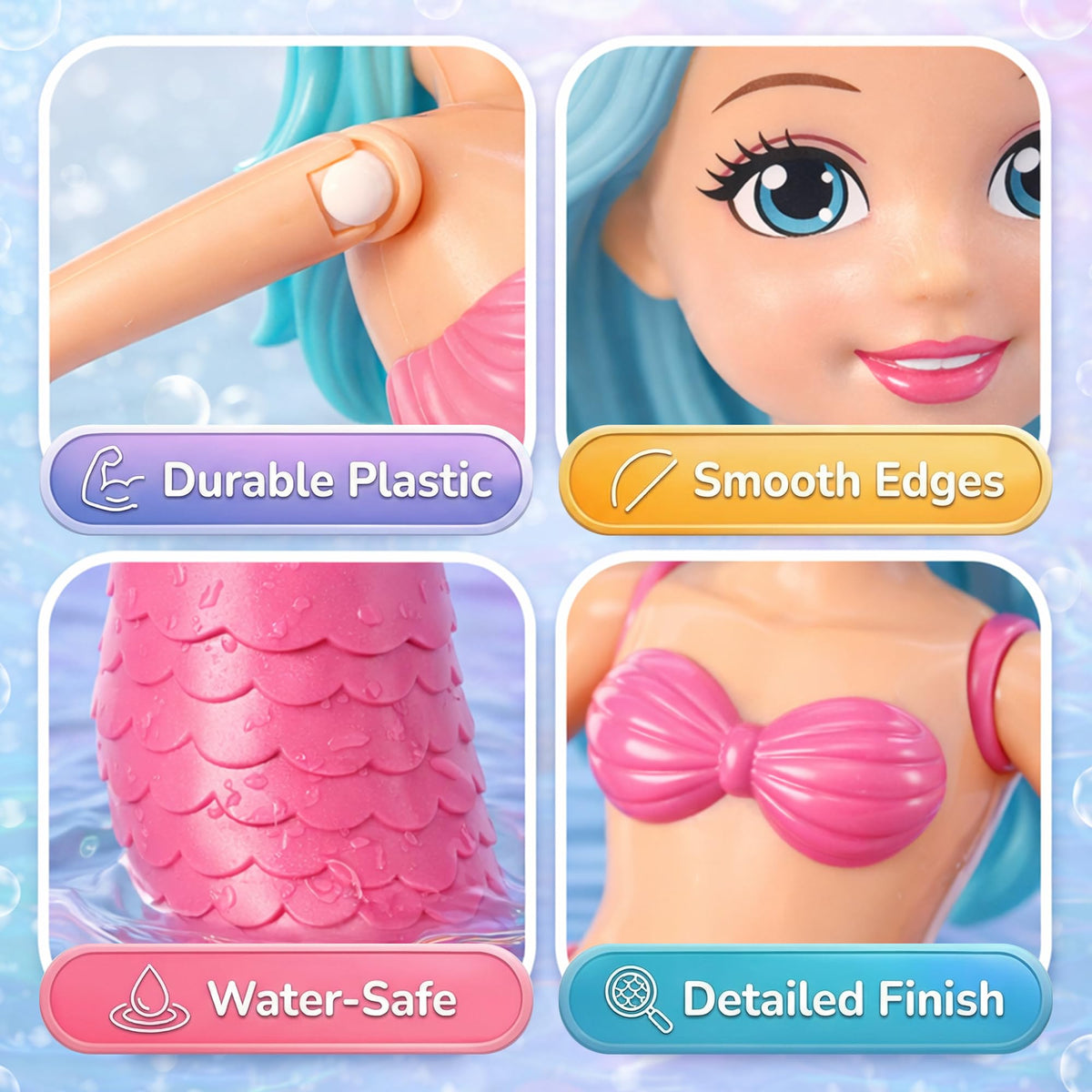 Durable plastic Liberty Imports mermaid bath toy for long lasting water play